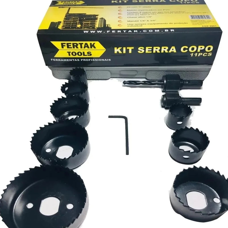 Kit Jogo Serra Copo Madeira, Metal e Piso