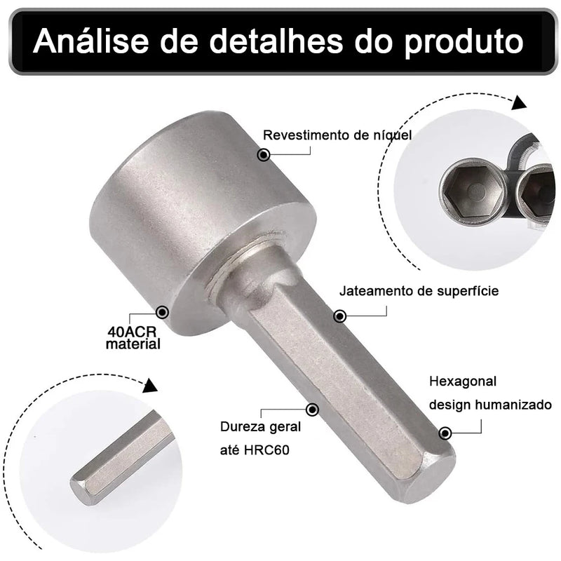 Kit de Jogo de Bits Soquete Canhão para Parafusadeira 5 A 13mm